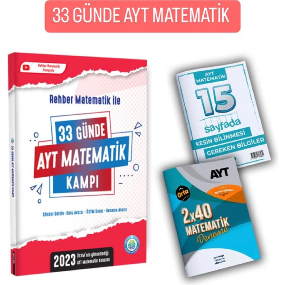 Rehber Matematik Yayınları 2023 Ayt 33 Günde Ayt Matematik Kampı Özel Set 1gb Internet Deneme Ders Notu Hediye 2023 Yks Matematik Fiyatı