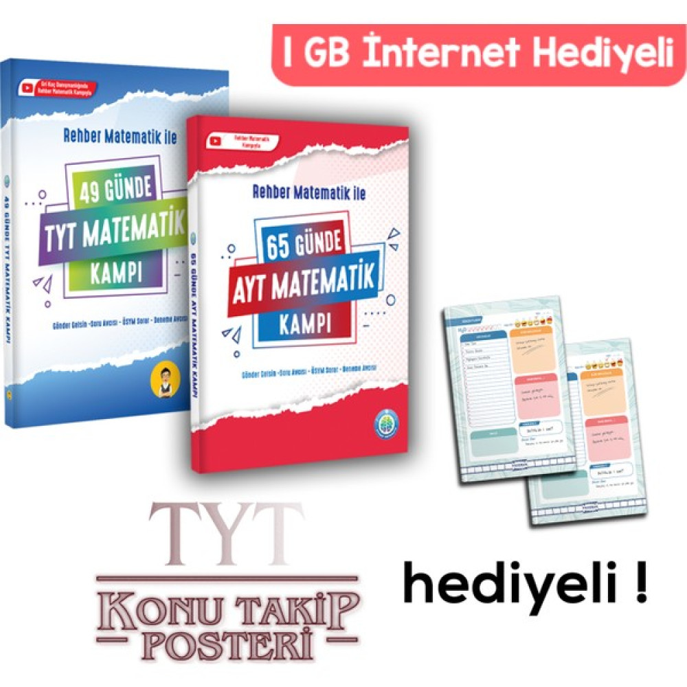 Rehber Matematik Yayınları 49 Günde Tyt Matematik 65 Günde Ayt Matematik Kampı 1gb Internet Günlük Planlayıcı Hediye 2023 Yks Temel Yeterlilik Testi (TYT) Fiyatı