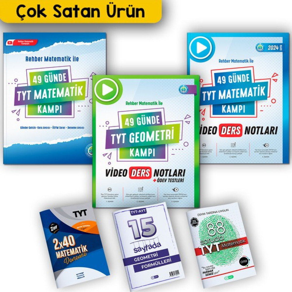 Rehber Matematik Yayınları 49 Günde Tyt Matematik Kampı 49 Günde Matematik Geometri Video Ders Notları Ekstra Hediyeli 2024 Yks Temel Yeterlilik Testi (TYT) Fiyatı