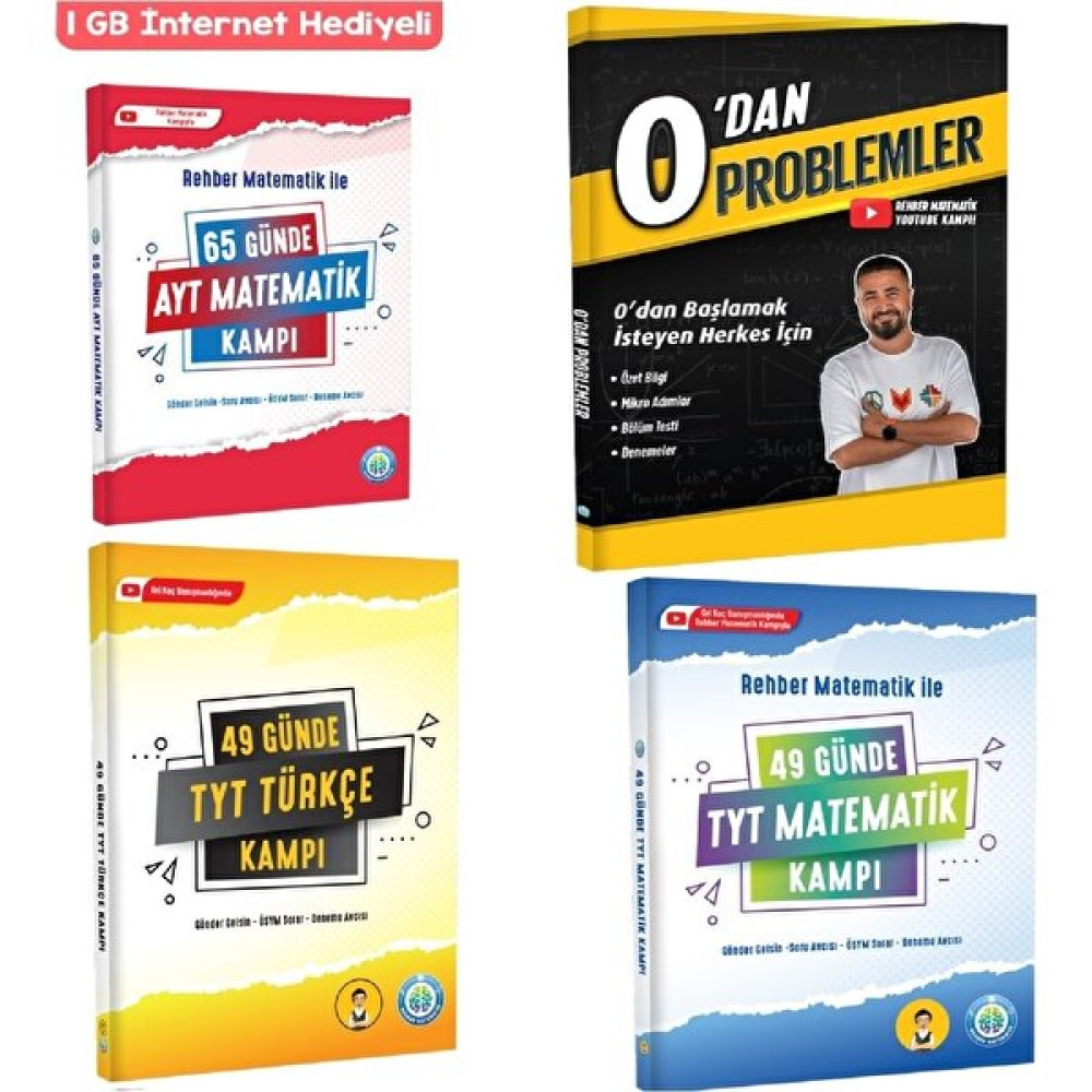 Rehber Matematik Yayınları 65 Günde AYT Matematik Kampı-0'dan Problemler-49 Günde TYT Türkçe Kampı-49 Günde TYT Matematik Kampı Kaynak Kitapları Fiyatı