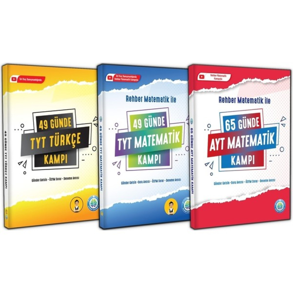 Rehber Matematik Yayınları 65 Günde AYT Matematik Kampı 49 Günde TYT Matematik Kampı ve 49 Günde TYT Türkçe Kampı 3'lü Set (Ciltli) Temel Yeterlilik Testi (TYT) Fiyatı
