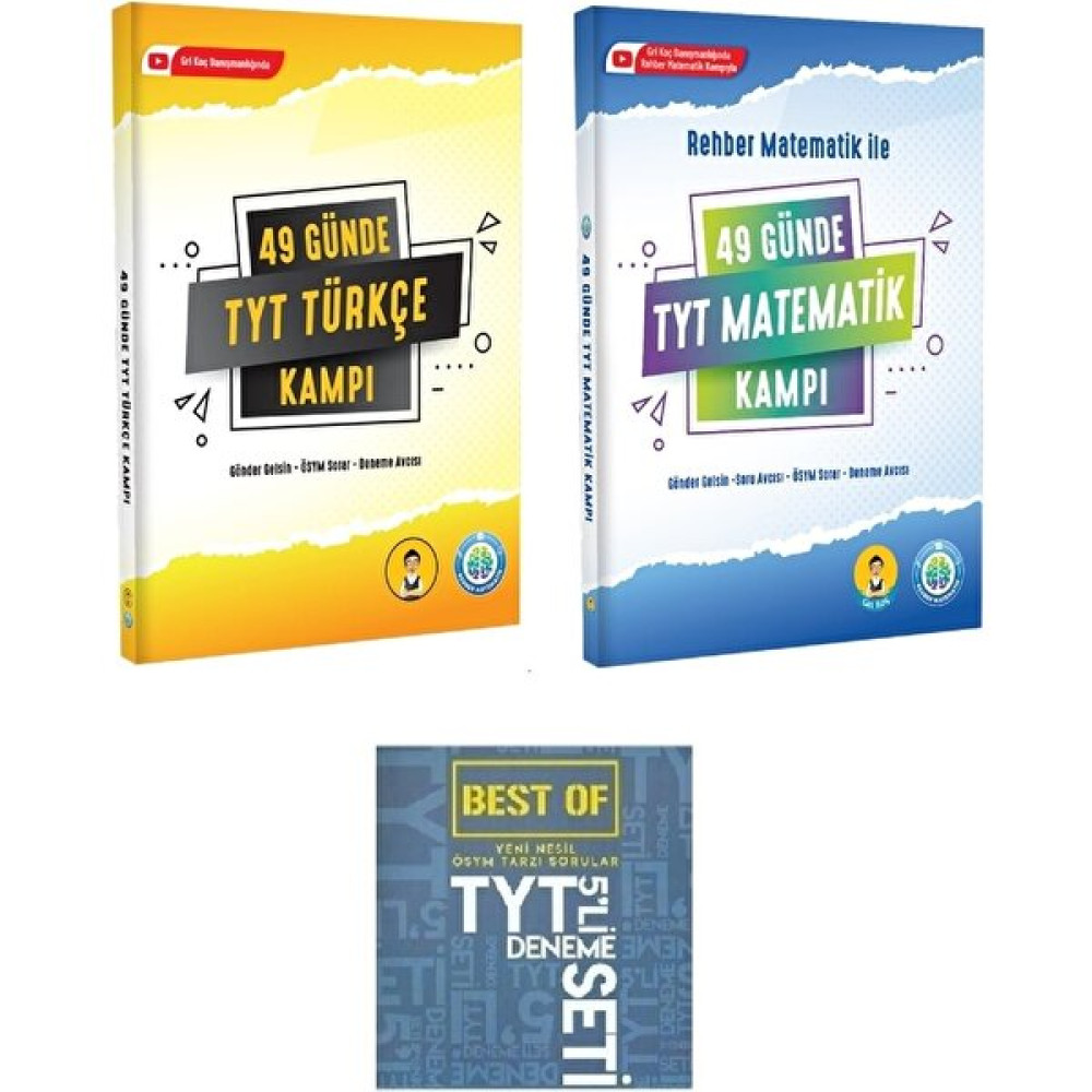 Rehber Yayınları 49 Günde TYT Türkçe ve Matematik Kampı İle Best Of 5'li Deneme 3 Kitap Set Tüm Dersler Fiyatı