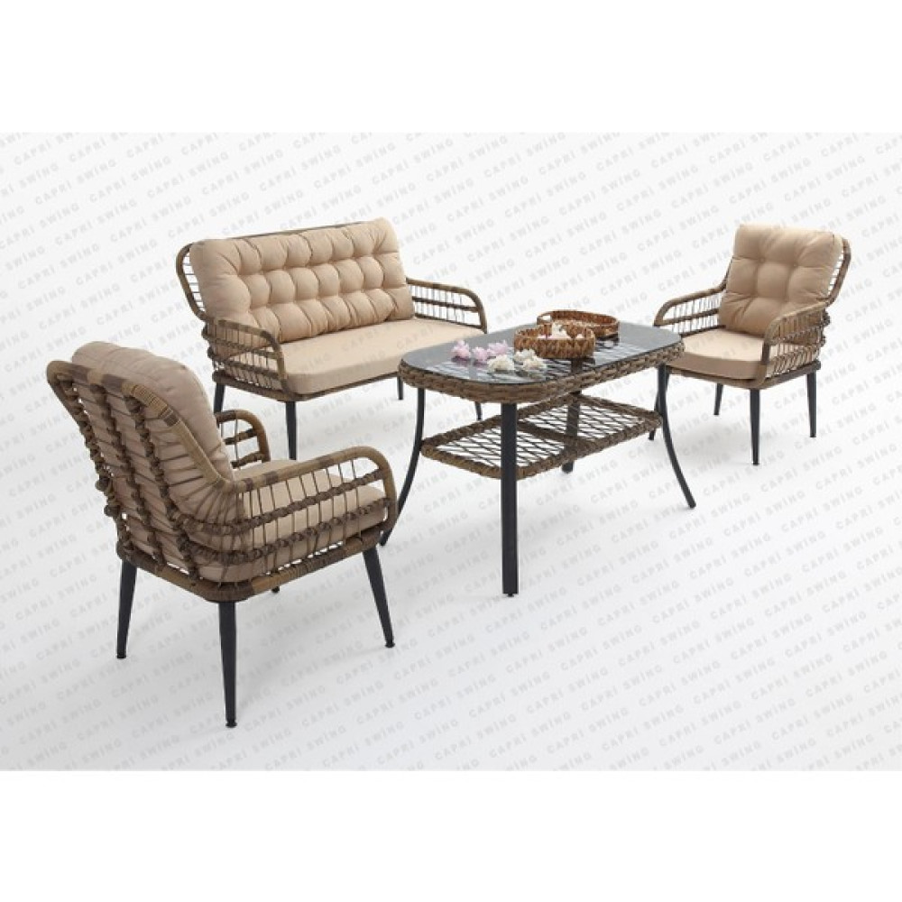 Rehome Capri Swing Pisa Ikili Rattan Bahçe Balkon Oturma Grubu Açık Kahve 753 Bahçe Mobilyası Takımı Fiyatı