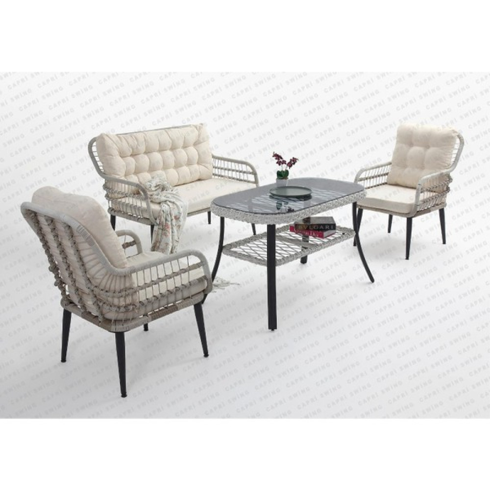Rehome Capri Swing Pisa Ikili Rattan Bahçe Balkon Oturma Grubu Beyaz 752 Bahçe Mobilyası Takımı Fiyatı