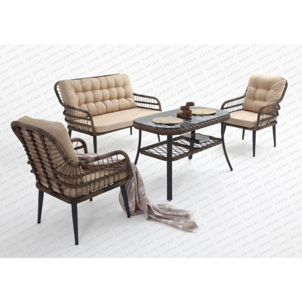 Rehome Capri Swing Pisa Ikili Rattan Bahçe Balkon Oturma Grubu Kahve 751 Bahçe Mobilyası Takımı Fiyatı