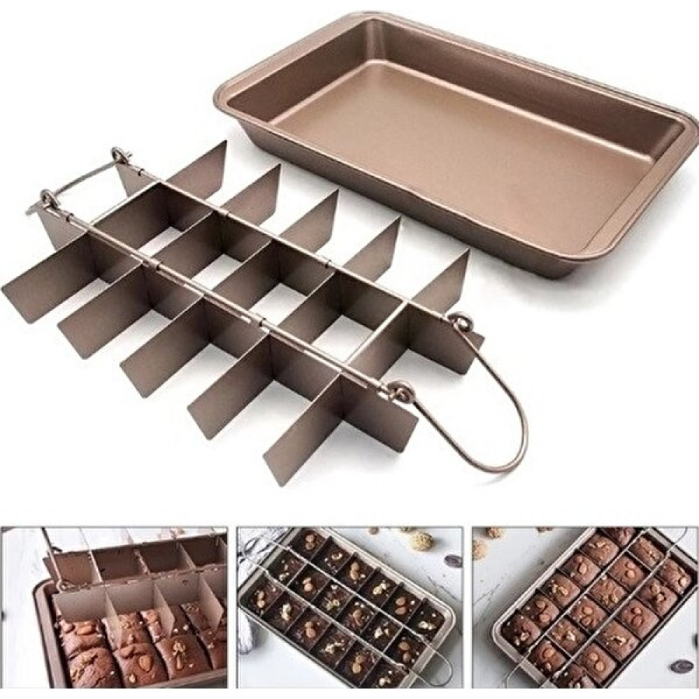 Reis Home Pratik Paslanmaz Çelik Yanmaz Yapışmaz 18 Bölmeli Brownie Kek Kalıbı | Kek Kalıbı Fırın Tepsisi Kek Kalıpları Fiyatı