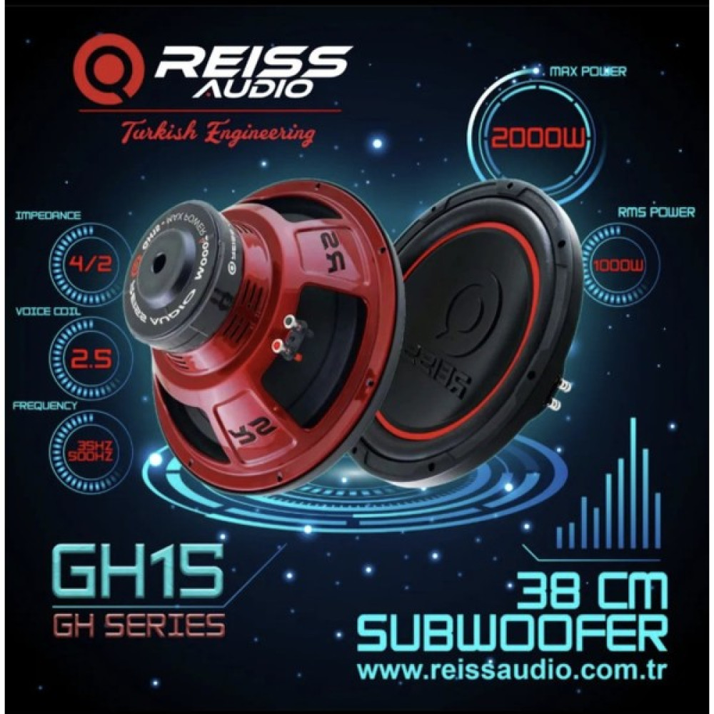 Reiss RS-GH15 Bass Subwoofer 38CM 2000WAT 1000W Rms Power Oto Bufur Oto Hoparlörleri & SubWoofer Fiyatı
