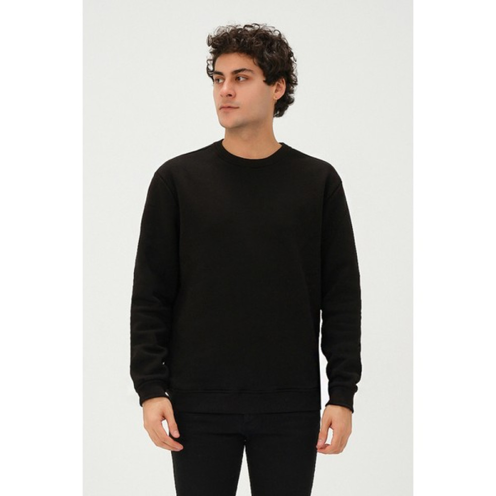 Rejt Nine Erkek Bisiklet Yaka Regular/Standart Fit Içi Pamuklu 3 Iplik Şardonlu Siyah Sweatshirt Erkek Sweatshirt Fiyatı