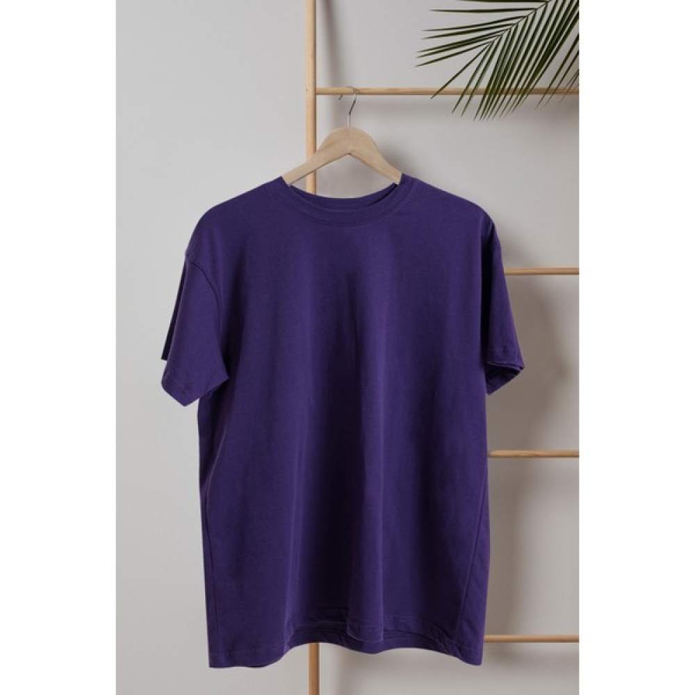 Rejt Nine Erkek Oversize Bisiklet Yaka Basic Pamuklu Penye Salaş Mor T-Shirt Erkek T-shirt Fiyatı
