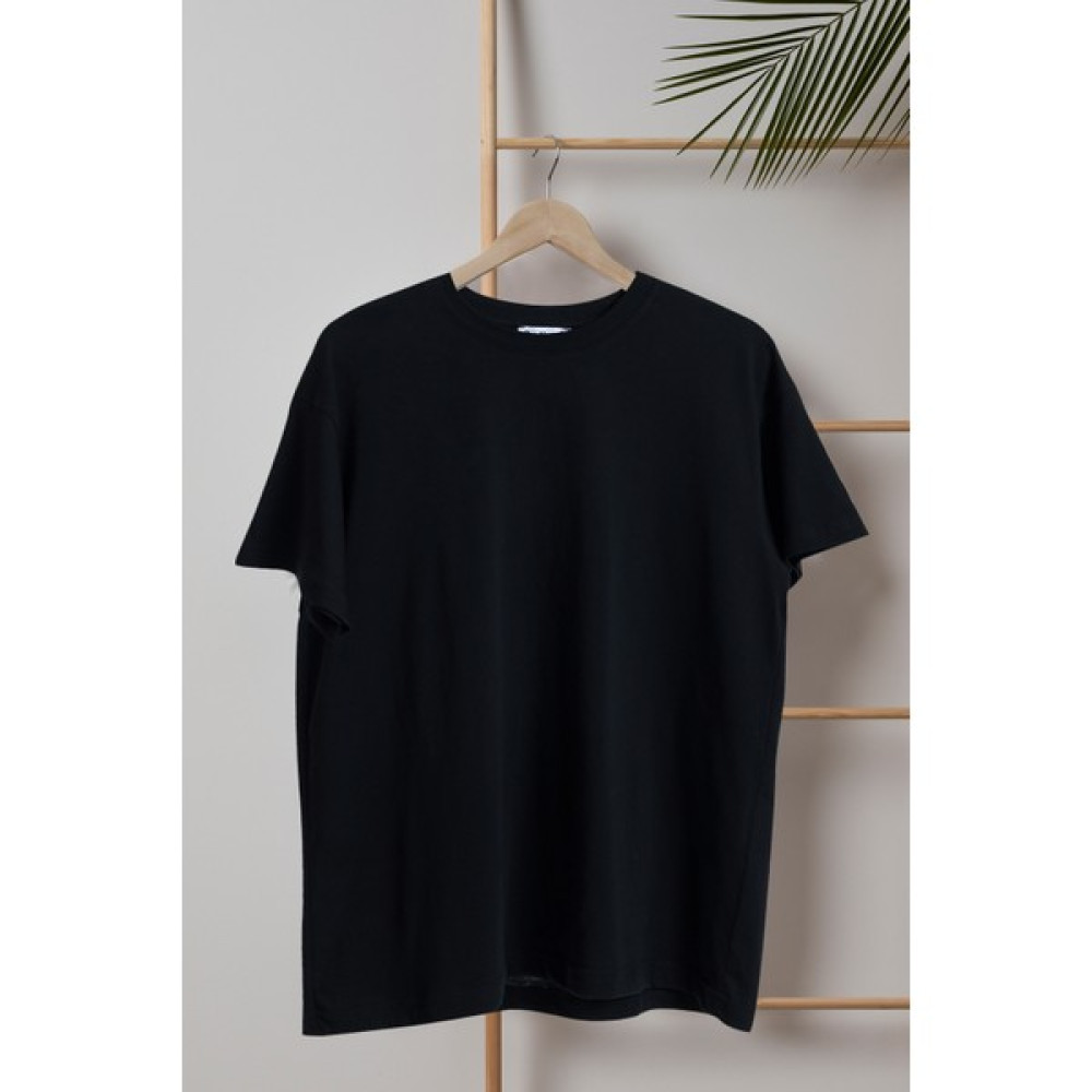 Rejt Nine Erkek Oversize Bisiklet Yaka Basic Pamuklu Penye Salaş Siyah T-Shirt Erkek T-shirt Fiyatı