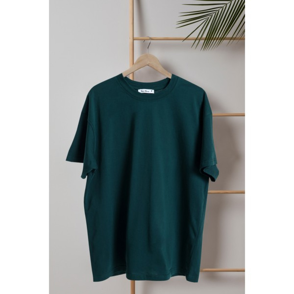Rejt Nine Erkek Oversize Bisiklet Yaka Basic Pamuklu Penye Salaş Yeşil T-Shirt Erkek T-shirt Fiyatı