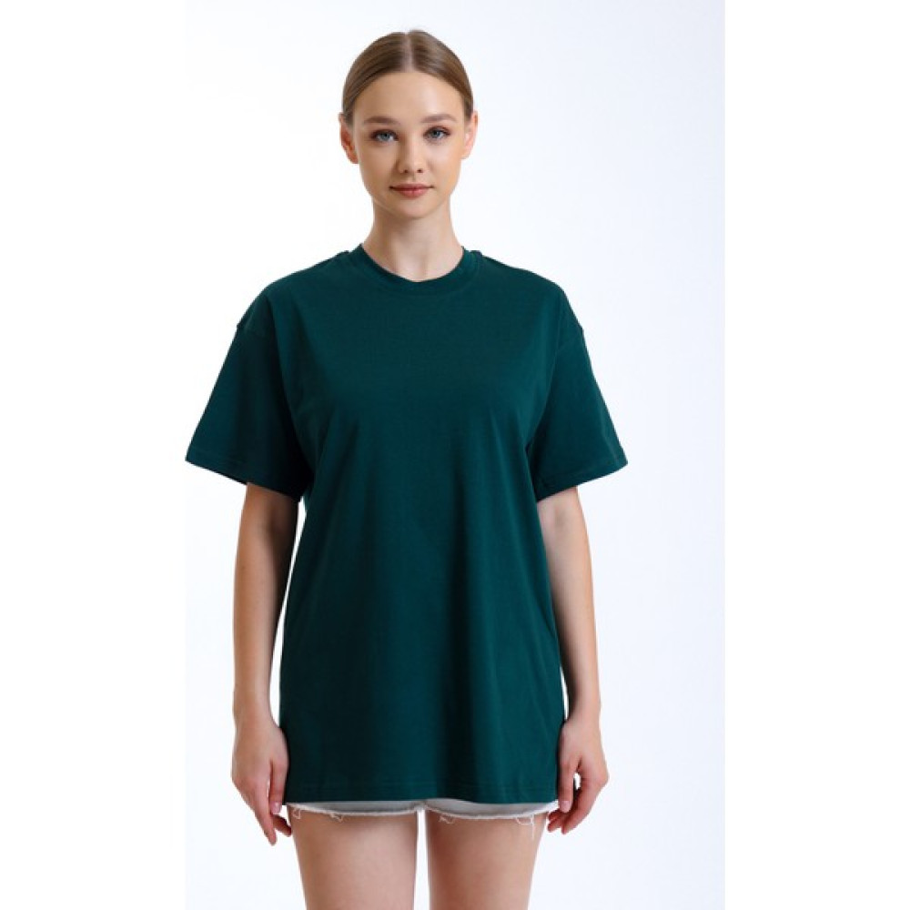 Rejt Nine Kadın Oversize Bisiklet Yaka Basic Pamuklu Penye Boyfriend Salaş Yeşil T-Shirt Bayan T-shirt Fiyatı