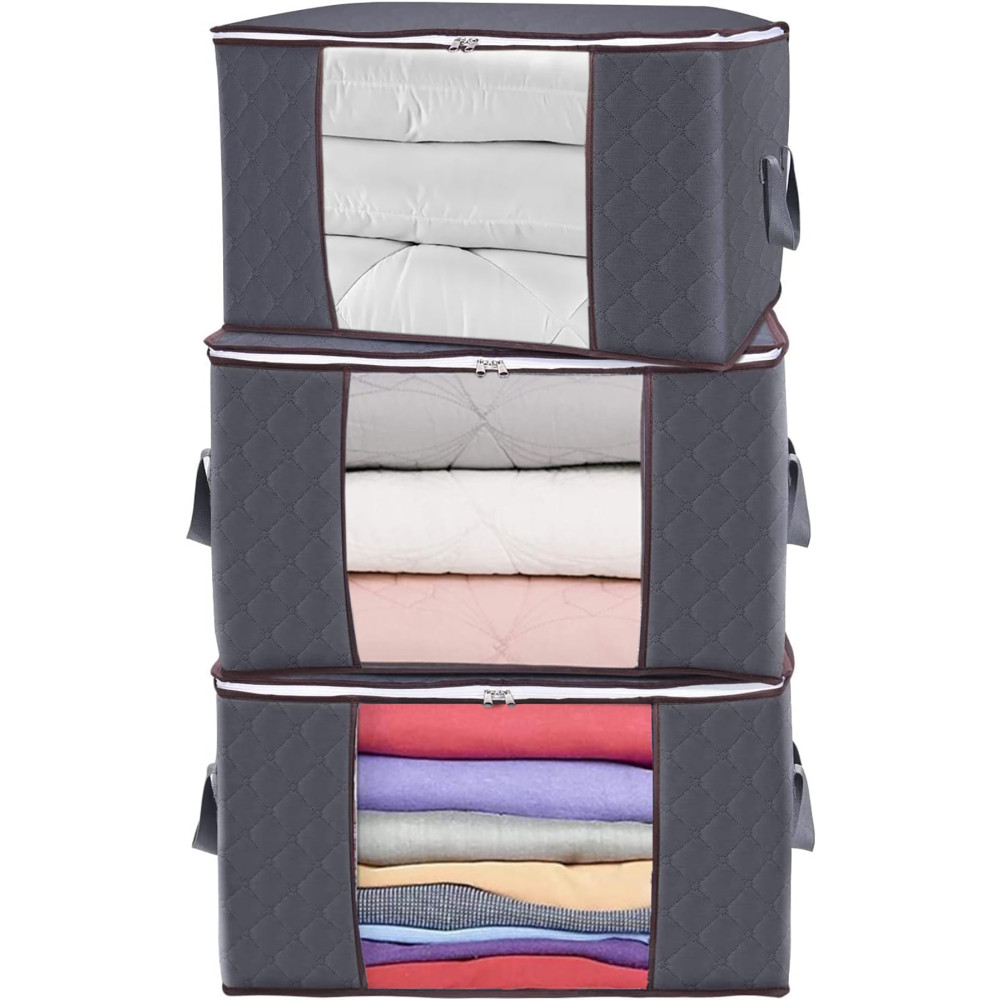 Rek Home 3 Adet Pencereli Gri Büyük Boy Yastık Yorgan Kazak Hurcu / 75x40x40 Hurç Fiyatı