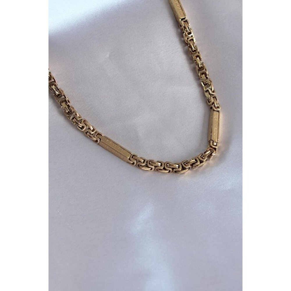Reka Moda Erkek Çelikten Üretilmiş Gold Renkli Işleme Detaylı Kral Zincir Model Çelik Kolye Kolyeler Fiyatı
