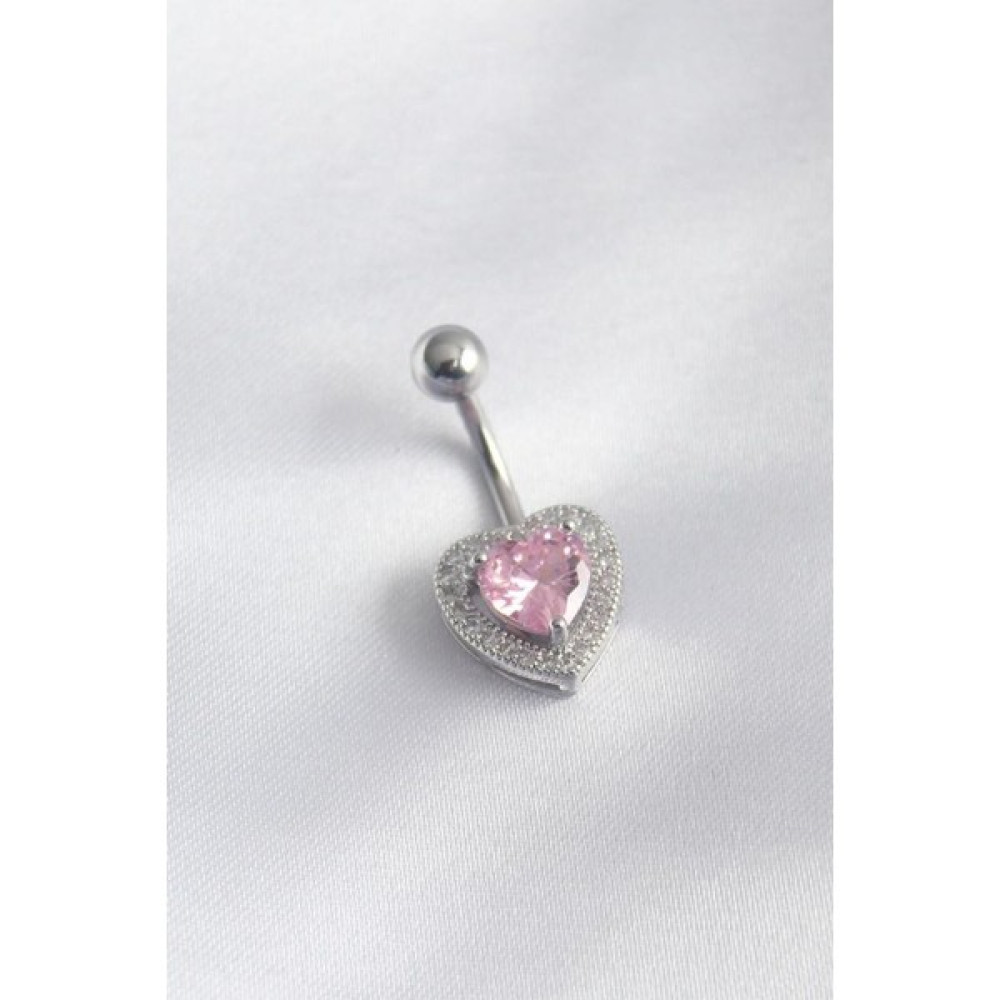 Reka Moda Göbek Piercing, Çelikten Yapılmış, Gümüş Renkli, Kalp Model, Zirkon Taş Işlemeli, Piercing Altın & Gümüş Piercing Fiyatı