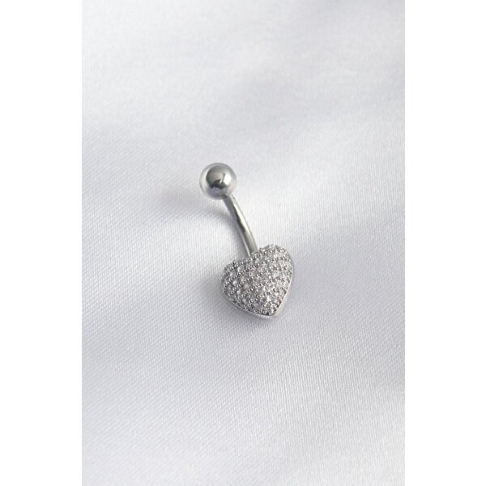 Reka Moda Göbek Piercing, Cerrahi Çelikten Yapılmış, Gümüş Renkli, Kalp Model, Zirkon Taş Işlemeli, Piercing Altın & Gümüş Piercing Fiyatı