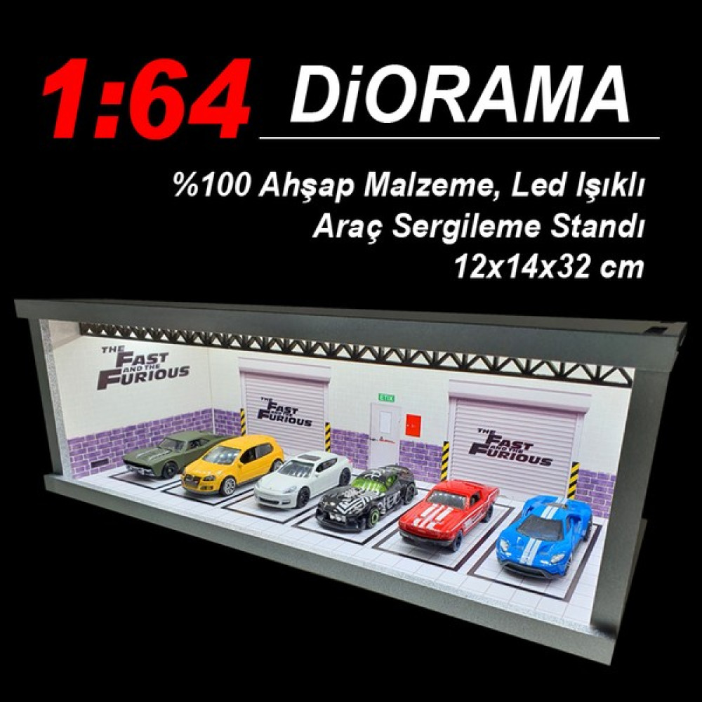 Reklambalaj 1:64 Diorama %100 Ahşap LED Işıklı Araç Sergileme Standı Maket Fiyatı