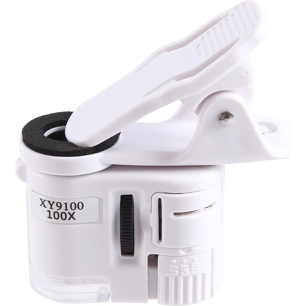 REKOTOOLS-100X Zoom Klipsli Mikroskop LED Işıklı, Taşınabilir Büyüteçli Cep Büyüteçli Mercek Camı Diğer Fiyatı