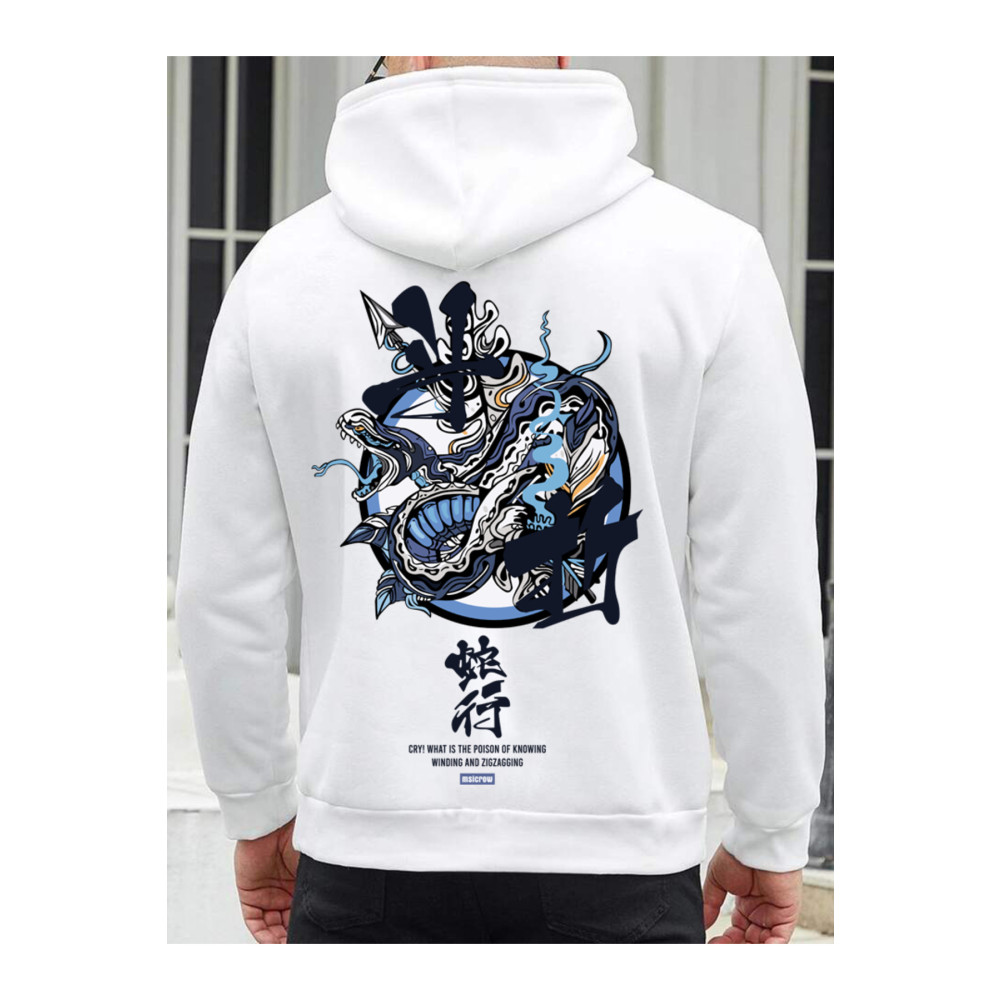 Relax family xf Erkek Kapüşonlu Sweatshirt Sırt Snake Baskı Beyaz XL Beden Bayan Sweatshirt Fiyatı