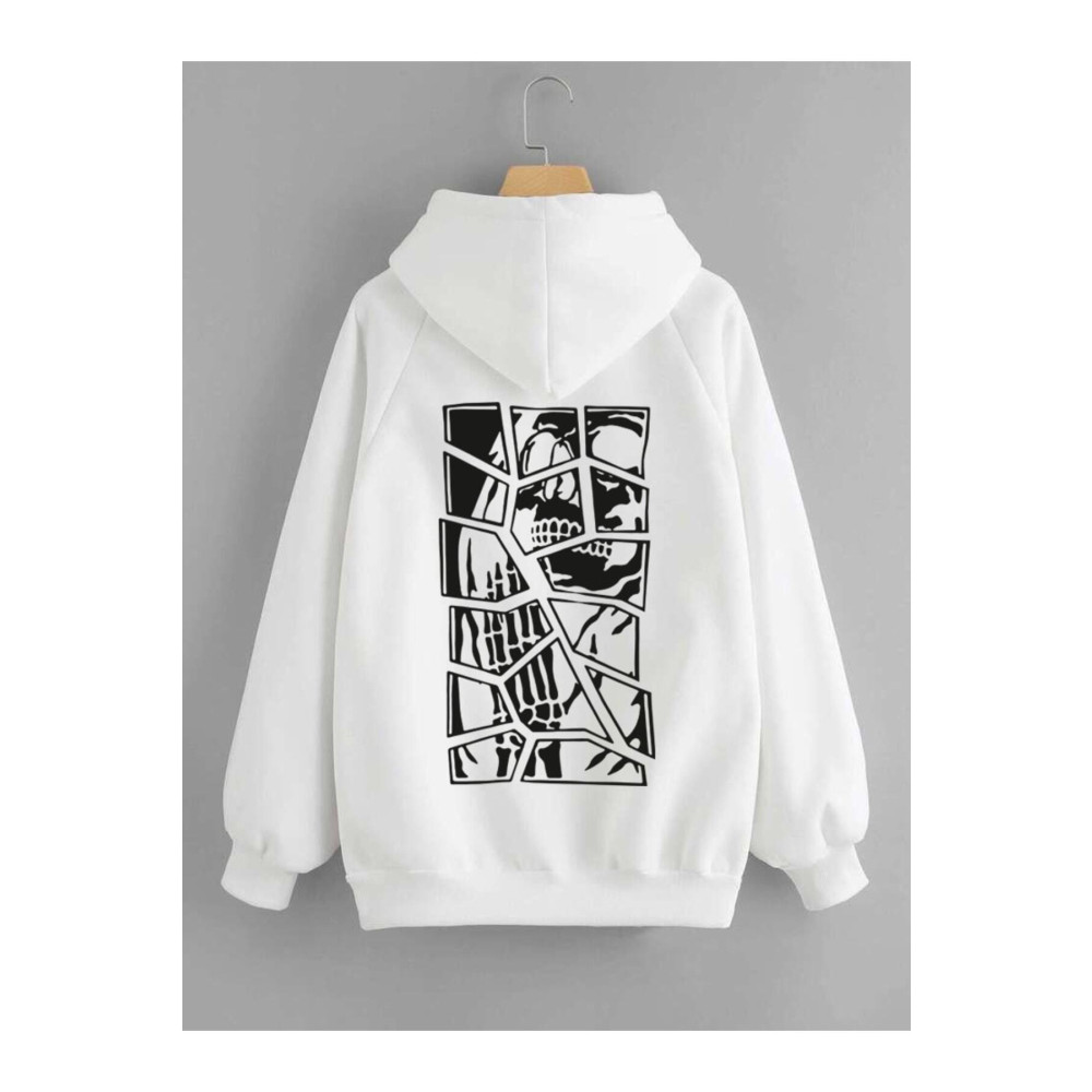 Relax family xf Erkek Kapüşonlu Sweatshirt Skull Sırt Baskı Beyazz XXL Beden Bayan Sweatshirt Fiyatı