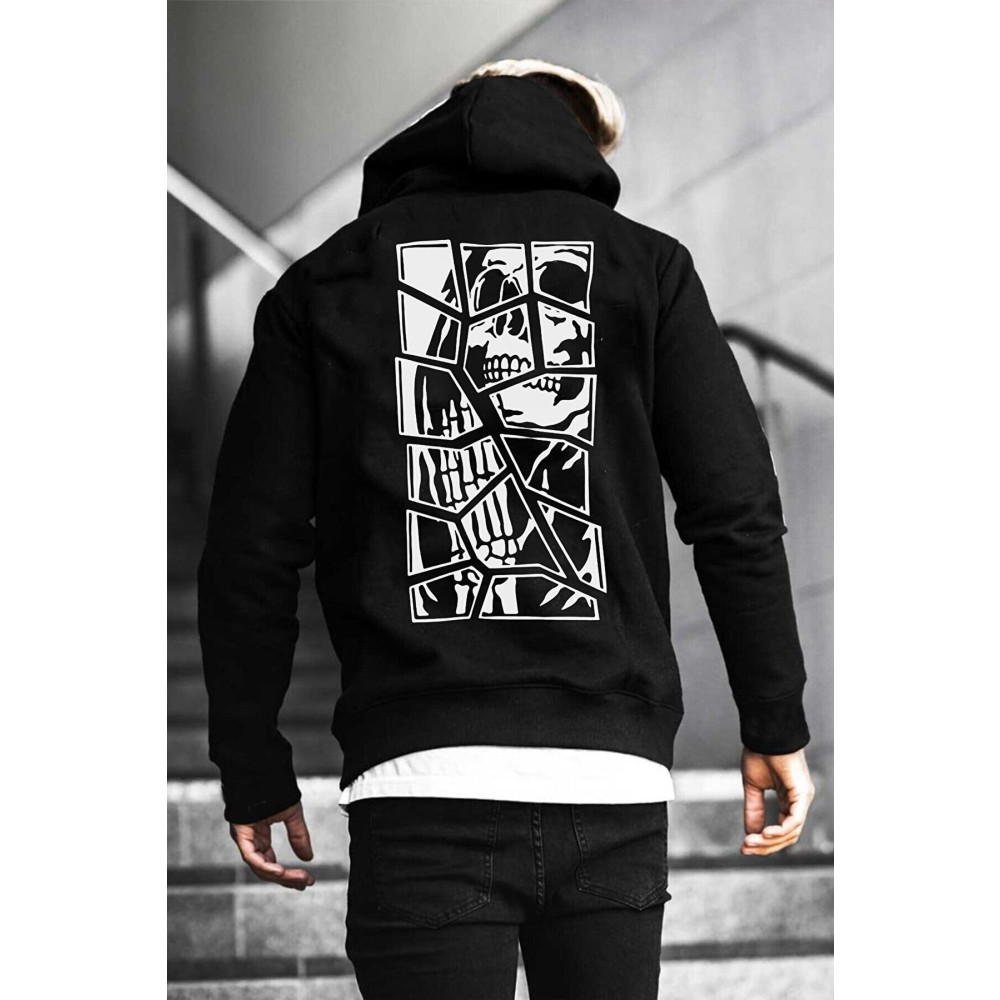 Relax family xf Erkek Kapüşonlu Sweatshirt Skull Sırt Baskı S Beden Bayan Sweatshirt Fiyatı