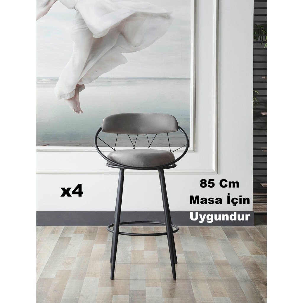 Relax Plus Tel Sandalye 85 cm Masa Için Mutfak-Cafe 4'lü - Gri Standart Sandalye Fiyatı