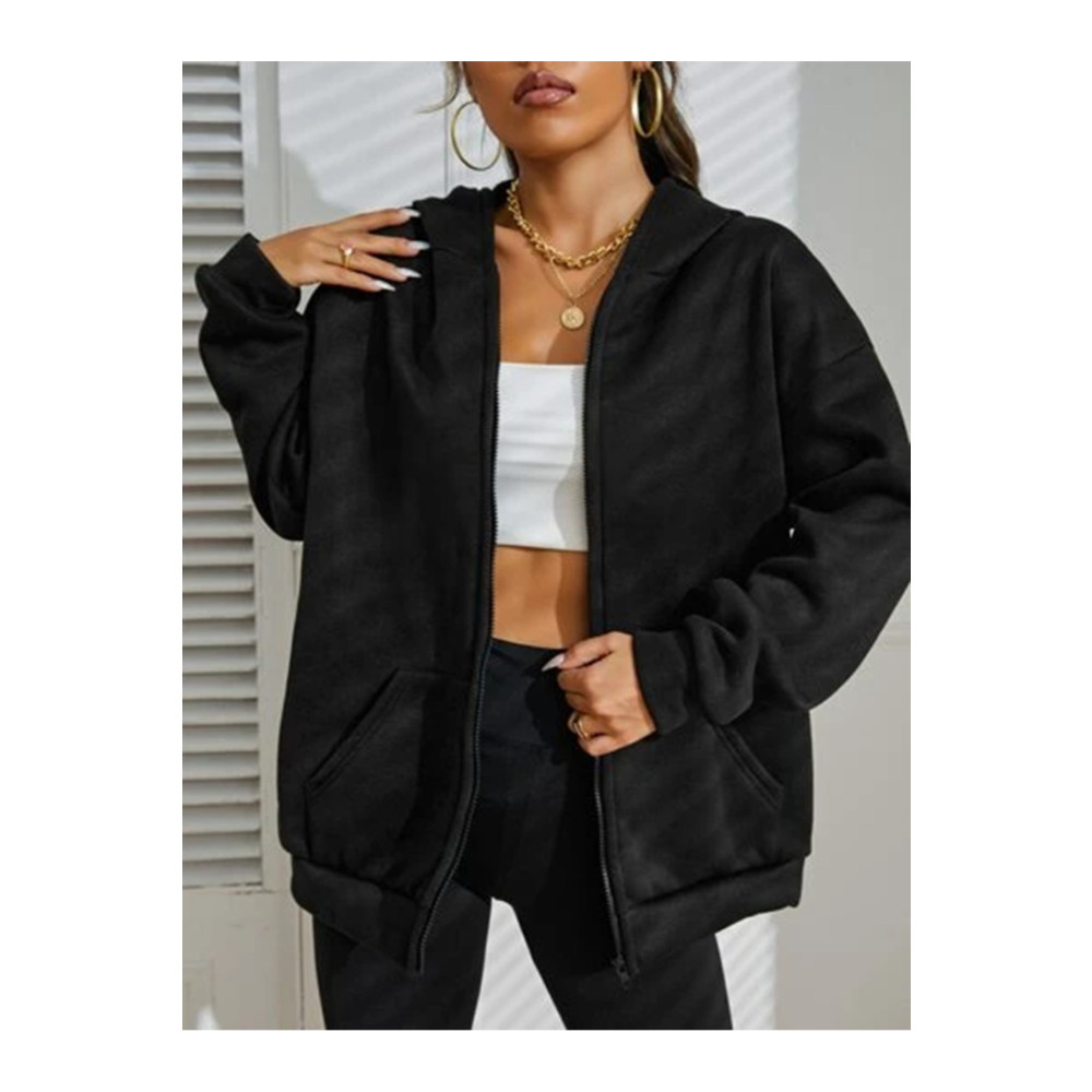 Relax&Basic Siyah 2 ip Örme Kumaş Kapüşonlu Fermuarlı Sweatshirt M Beden Bayan Sweatshirt Fiyatı