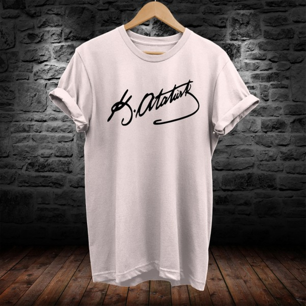 Remonz Atatürk Imza Baskılı %100 Pamuk Oversize T-Shirt Büyük Beden Tişört Erkek T-shirt Fiyatı