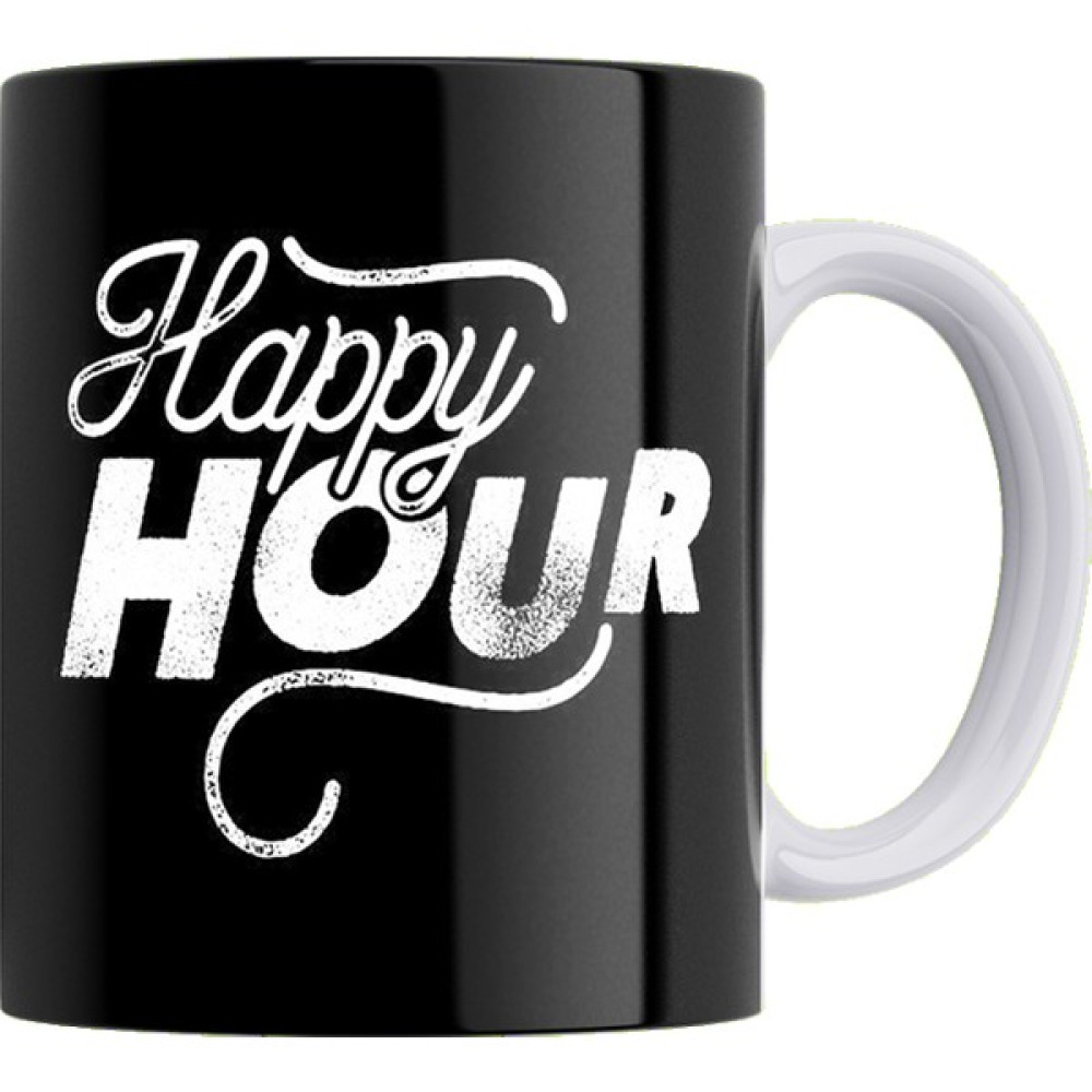 Remonz Happy Hour Çift Taraflı Baskılı Porselen Kupa - Beyaz - Gri Oto Boyaları Fiyatı