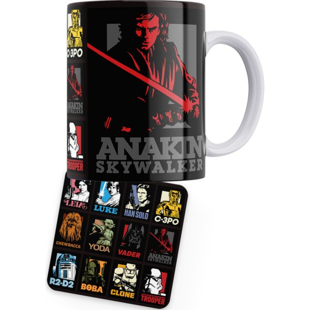 Remonz Star Wars Serisi Anakin Baskılı Porselen Kupa + Ahşap Bardak Altlığı - Beyaz Fincan / Bardak / Kahve Takımı Fiyatı