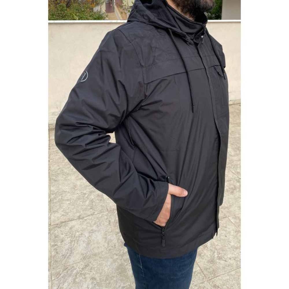 Remsa Spor Büyük Beden Erkek Kapüşonlu Rüzgar Geçirmez Cep Detaylı Içi Fileli Yağmurluk Siyah Remsa Spor TH901 Erkek Mont Fiyatı