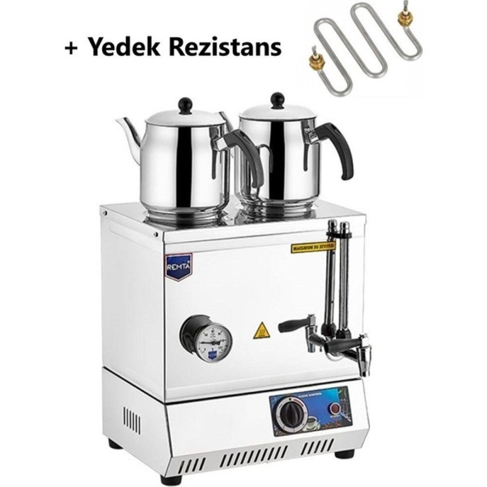 Remta EP02 30 Model Çift Demlikli Elektrikli Çay Kazanı 23 Lt + Yedek Rezistans - Inox Çay Makineleri Fiyatı
