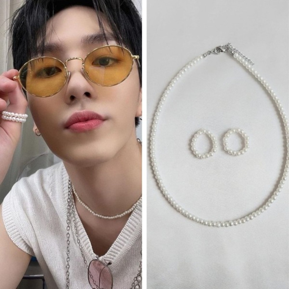 REN Kpop Pentagon Kino Kolye Küpe Set - Beyaz Bijuteri Kolye Fiyatı