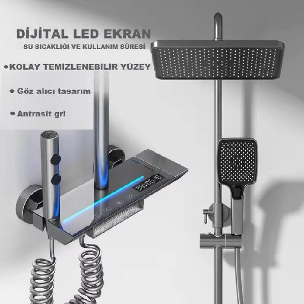 Rena Design Antresit Dijital Ekran Piyano Fonksiyonel Akıllı Duş Sistem Banyo Batarya Robot Yağmurlam Ambiyans Duş Seti Fiyatı