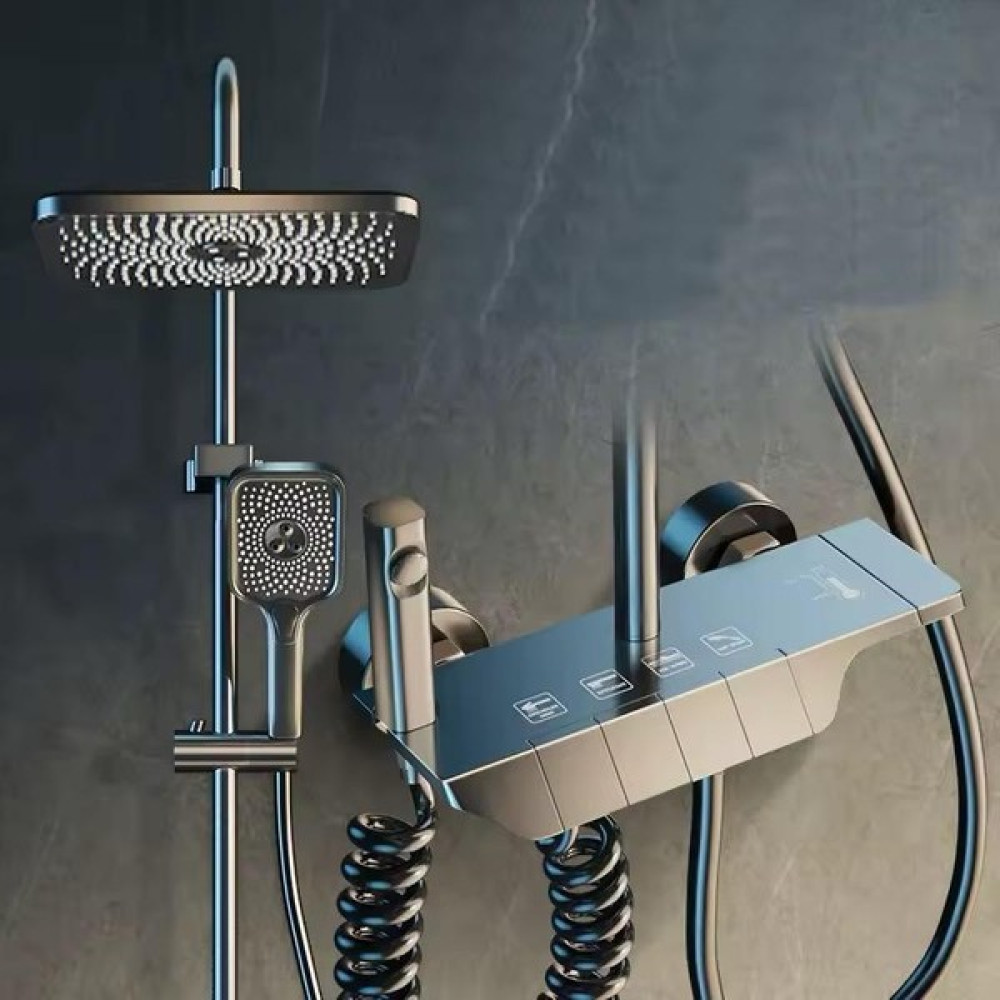 Rena Design Antresit Piyano Fonksiyonel Akıllı Duş Sistem Banyo Batarya Robot Yağmurlama 4 Mod Pvd Gri Oto Boyaları Fiyatı