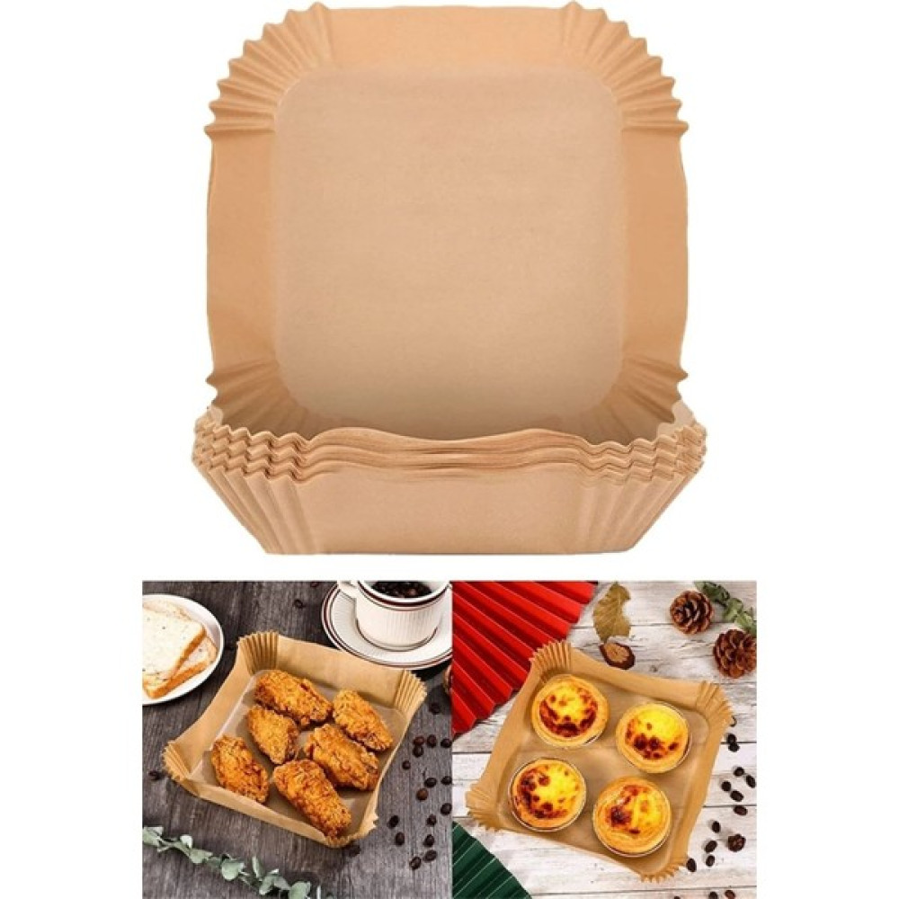 Rena Shop 100 Adet Air Fryer Pişirme Kağıdı Tek Kullanımlık Yağ Geçirmez Kağıt Kare Tabak Model Pişirme Kağıdı Fiyatı