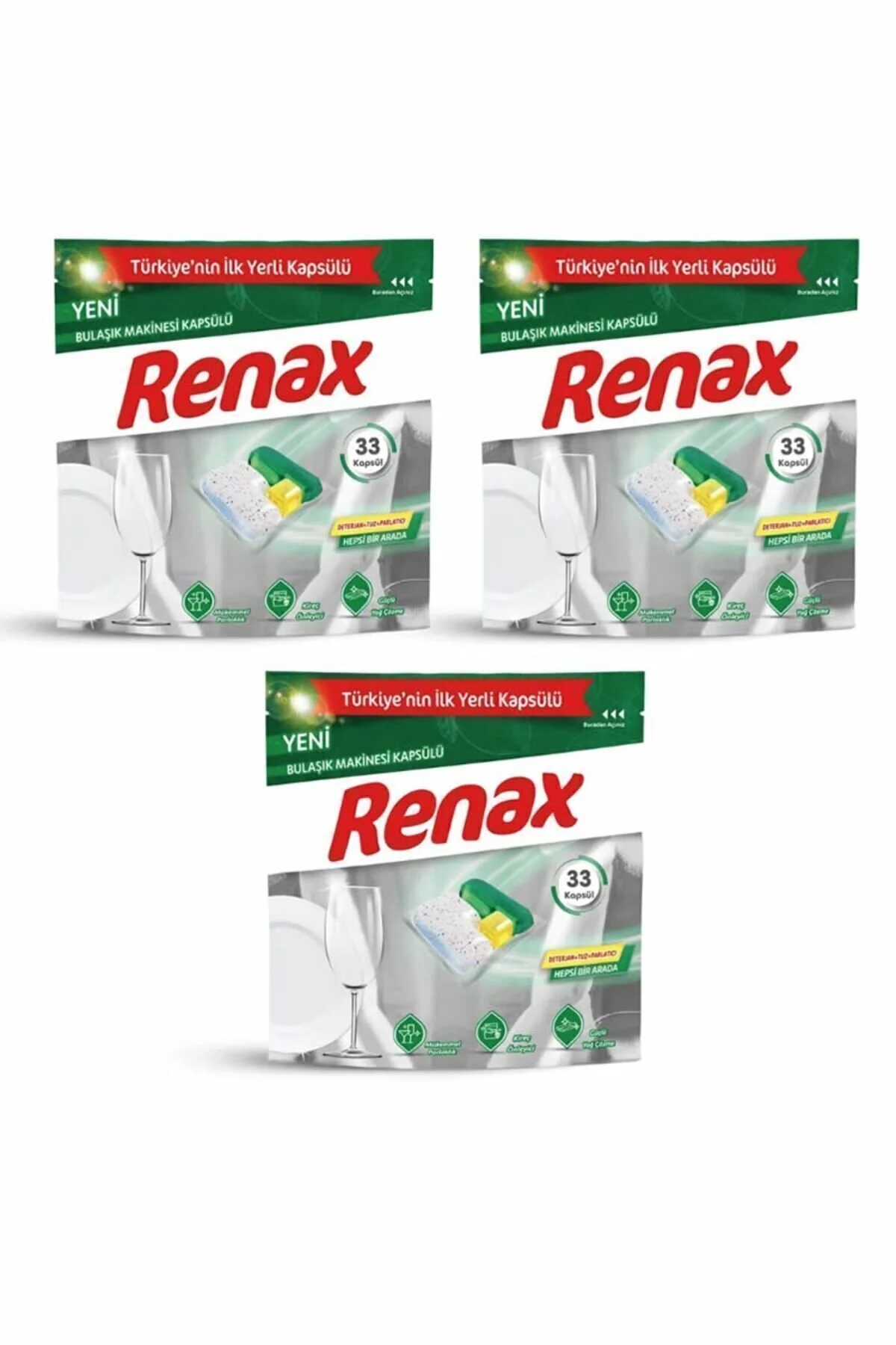 RENAX Bulaşık Makinesi Kapsülü Hepsi Bir Arada 33 Lü X 3 Adet" Bulaşık Yıkama Fiyatı