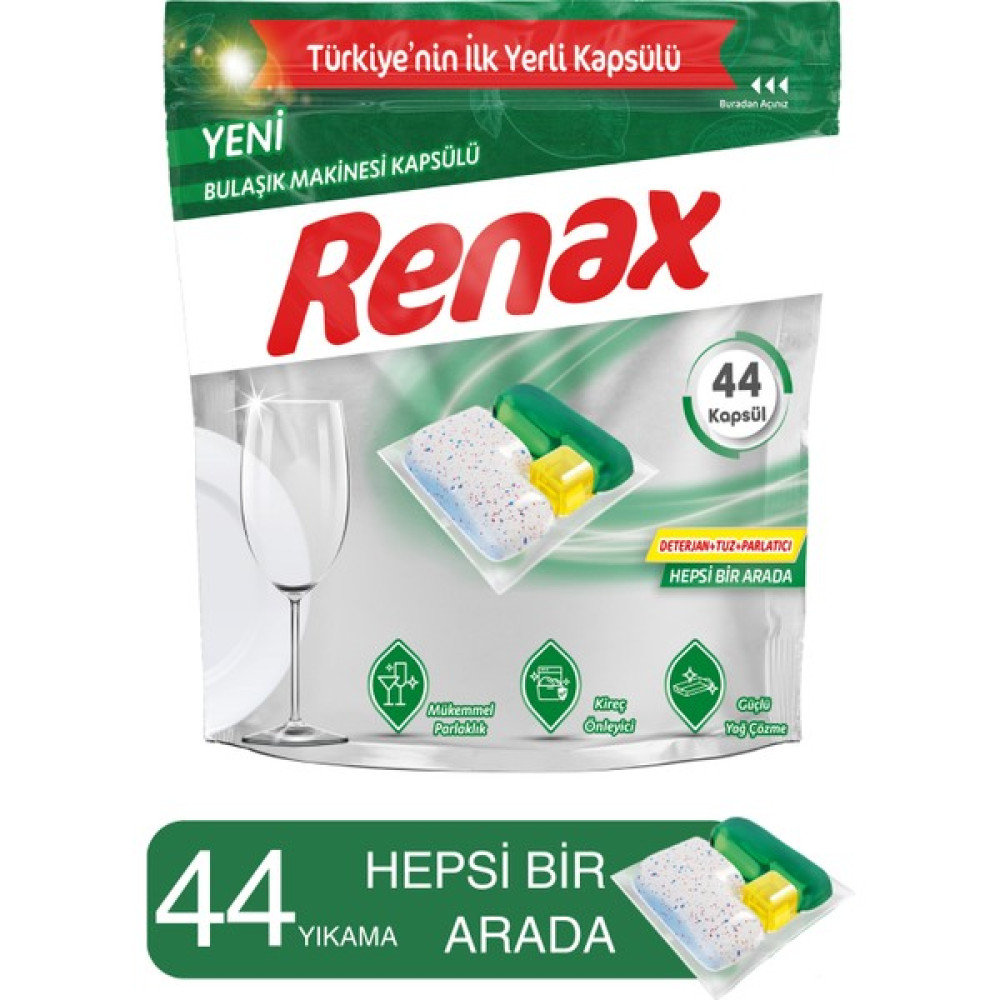Renax Bulaşık Makinesi Kapsülü Hepsi Bir Arada 44 Lü Bulaşık Yıkama Fiyatı