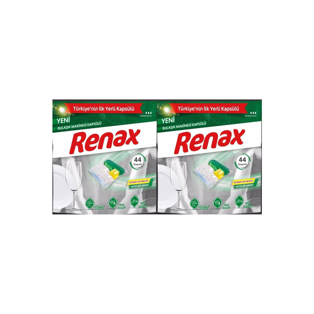 RENAX Bulaşık Makinesi Kapsülü Hepsi Bir Arada 44 Lü X 2 Adet Bulaşık Yıkama Fiyatı