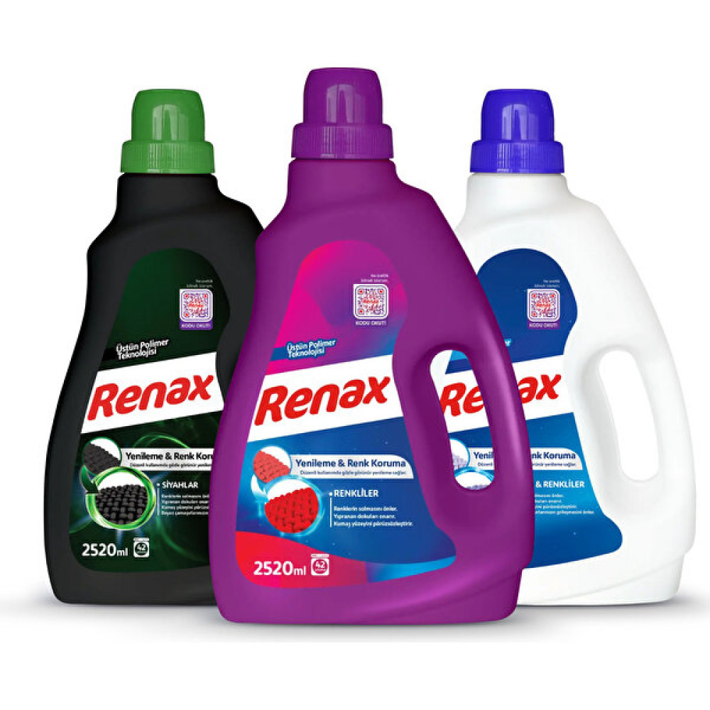 Renax Sıvı Çamaşır Deterjanı 2520 ml - 3 Lü Paket (Renkliler + Beyazlar + Siyahlar) Çamaşır Deterjanı Fiyatı