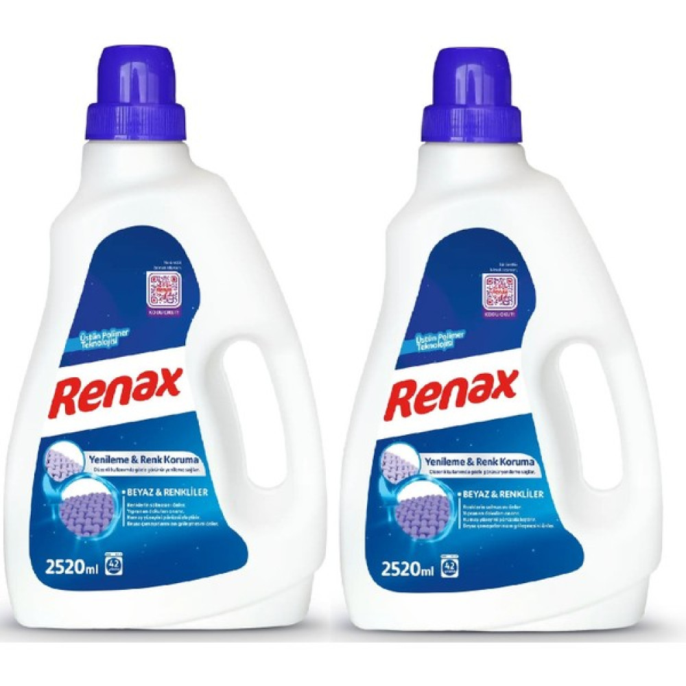Renax Sıvı Çamaşır Deterjanı Beyaz ve Renkliler 2520 ml x 2 Adet - 2,5 lt Çamaşır Deterjanı Fiyatı