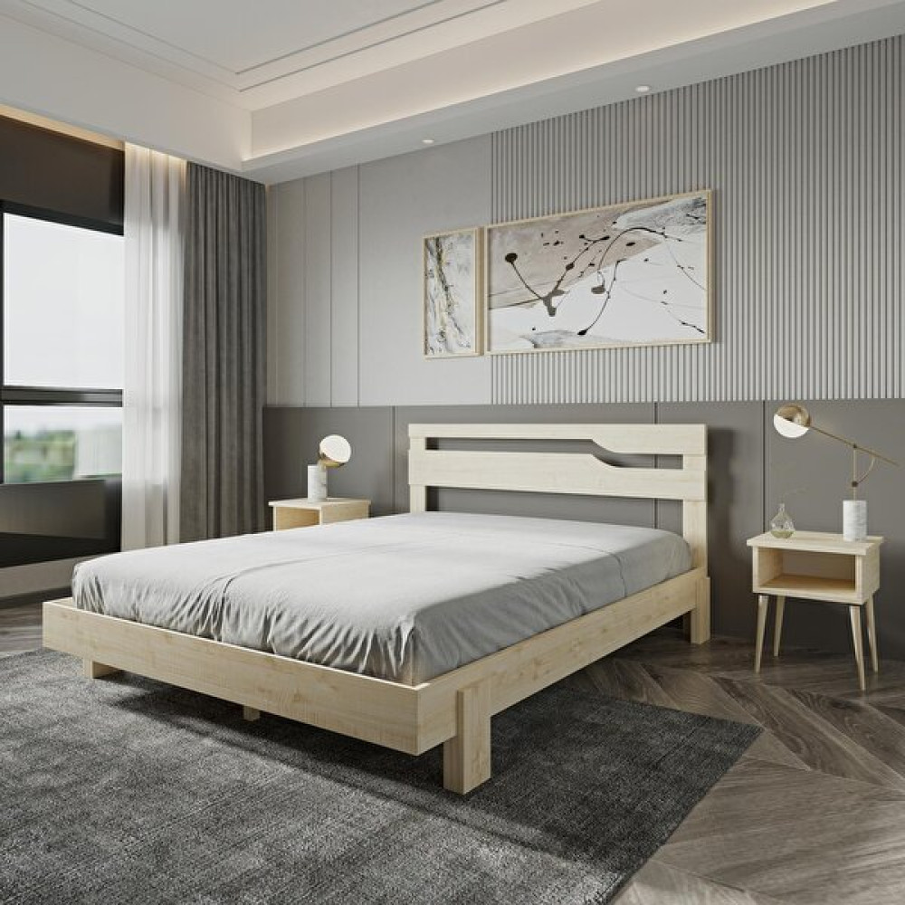 Renazzo Felix Model Vernikli Çam Ahşap Karyola ve Iki Komodin Set - Vernik - 90 x 190 cm Karyola Fiyatı