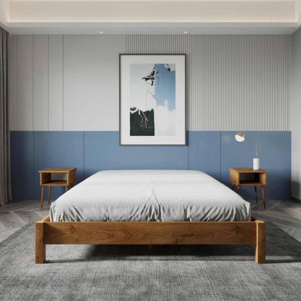 Renazzo Loft Model Ceviz Renk Çam Ahşap Karyola - 200 x 200 cm Karyola Fiyatı