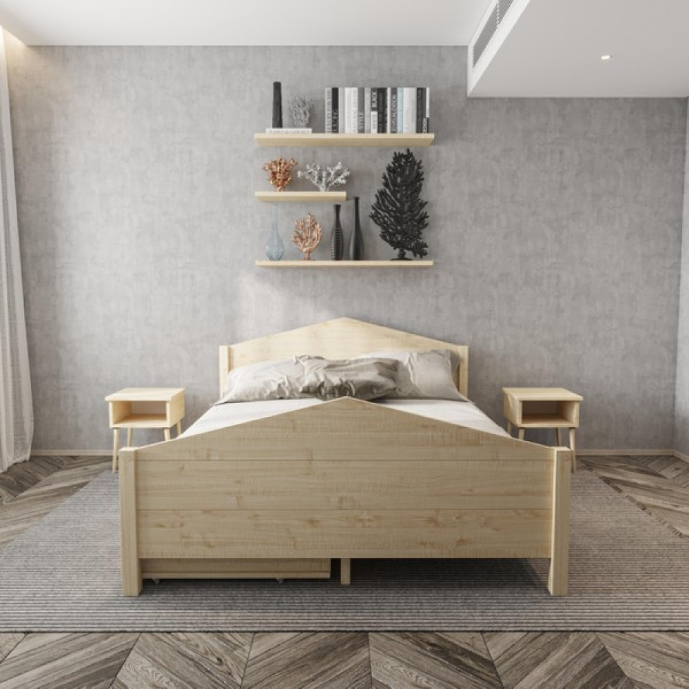 Renazzo Milano Model Iki Çekmeceli Vernikli Çam Ahşap Karyola - Vernik - 90 x 200 cm Karyola Fiyatı