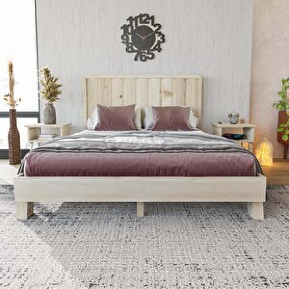 Renazzo Mobilya Hüma Model Doğal Çam Ahşap Karyola ( Dikey ) 140x190 cm Karyola Fiyatı