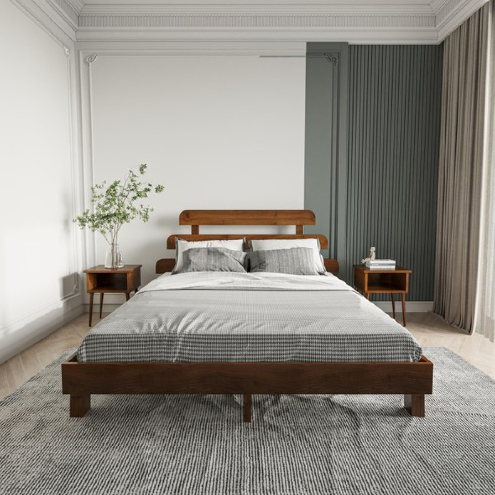 Renazzo Mobilya Lotus x New Firuze Model Ceviz Renk Ahşap Karyola - 90 x 190 cm Karyola Fiyatı