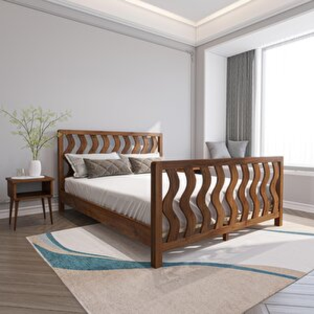 Renazzo Mobilya Siena Model Ceviz Renk Çam Ahşap Karyola Ve İki Komodin Set 120x200 cm Karyola Fiyatı