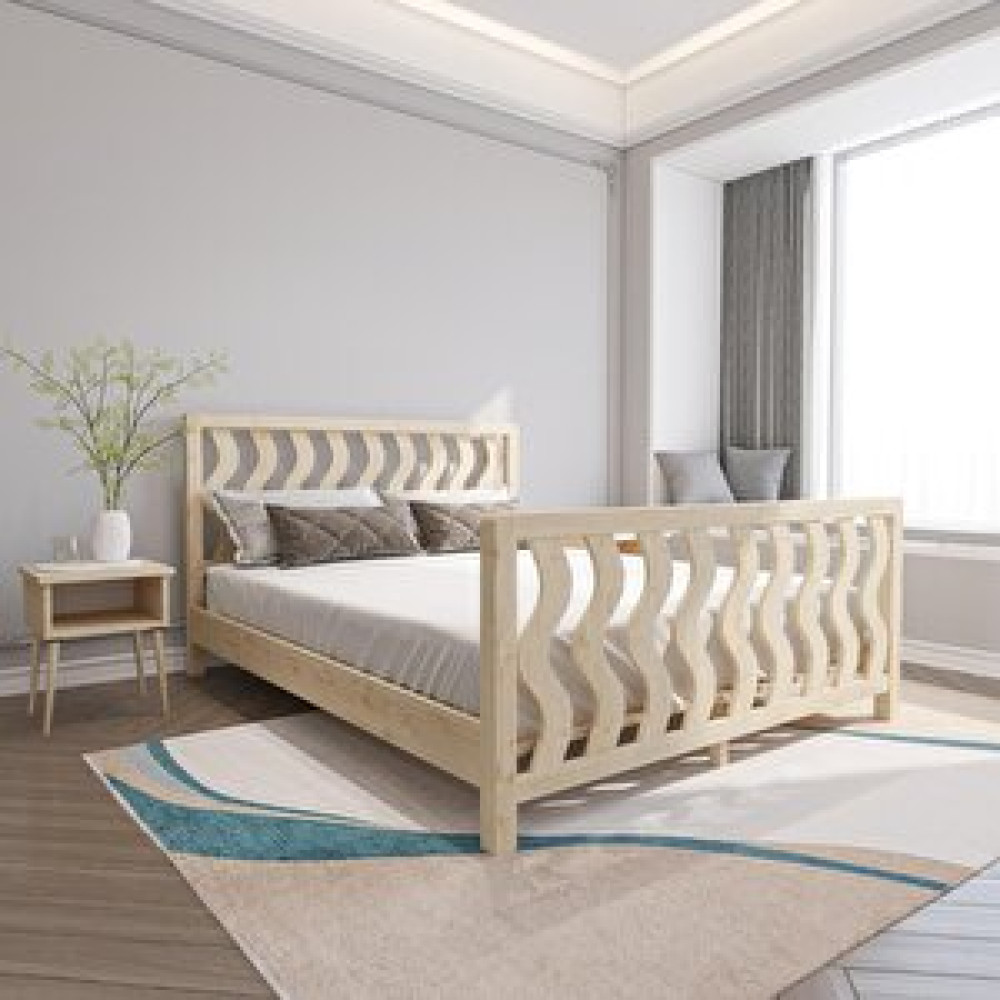 Renazzo Mobilya Siena Model Vernikli Çam Ahşap Karyola Ve İki Komodin Set 180x200 cm Karyola Fiyatı