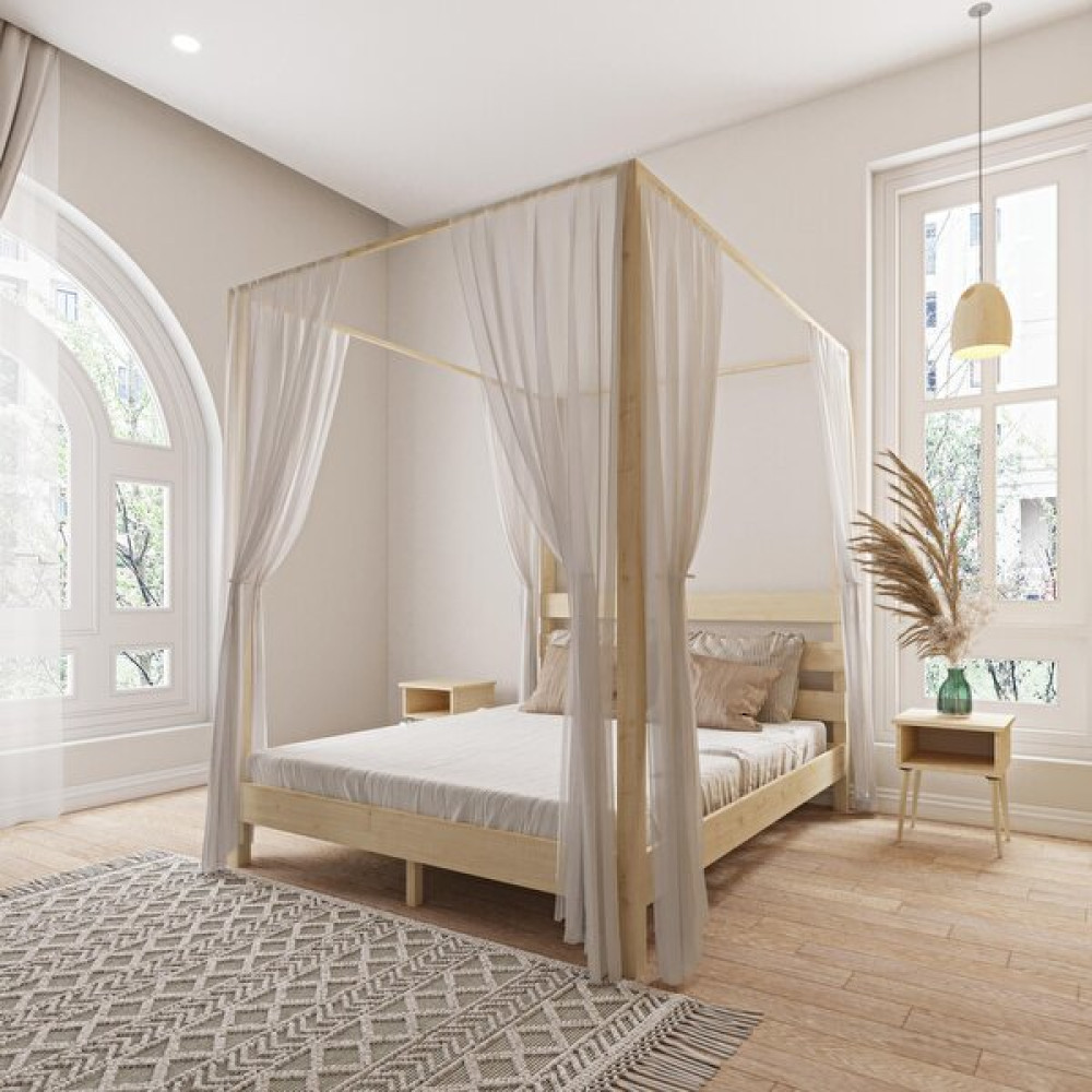 Renazzo Natura Model Cibinlikli Vernikli Çam Ahşap Karyola ve Iki Komodin Set - Vernik - 140 x 200 cm Karyola Fiyatı