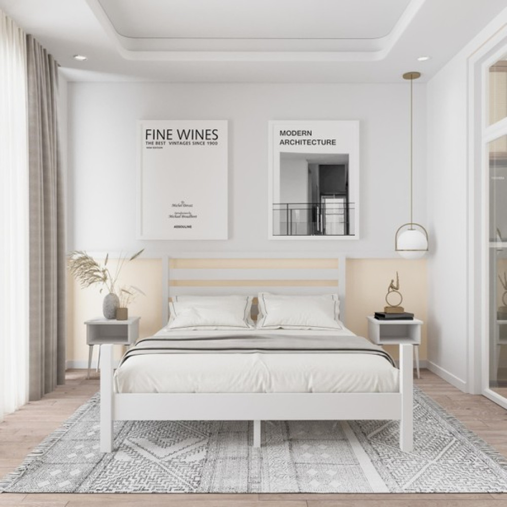 Renazzo Urban Model Beyaz Renk Çam Ahşap Karyola - 120 x 200 cm Karyola Fiyatı